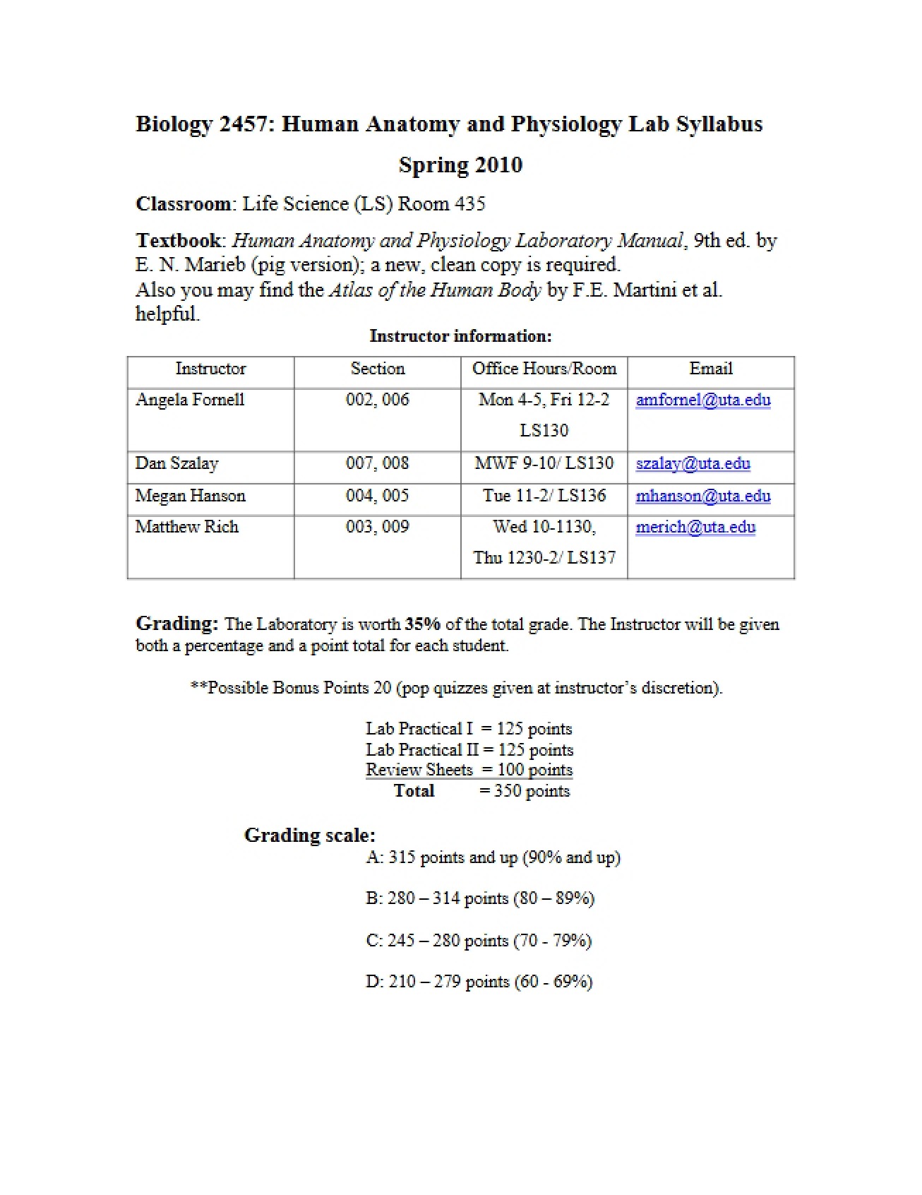 Course Syllabus Biology 2457
