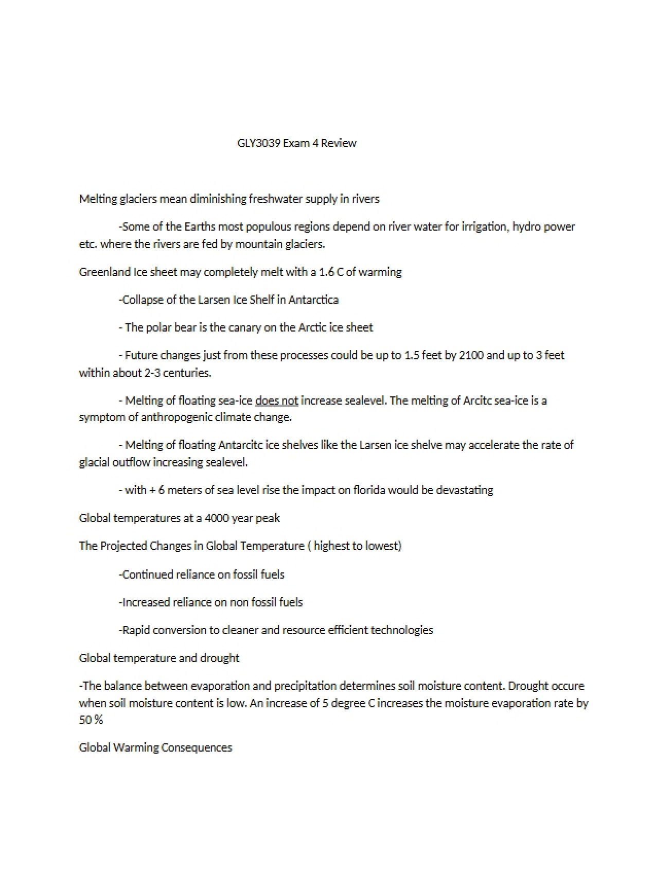 Review Sheet for the Fourth Examination