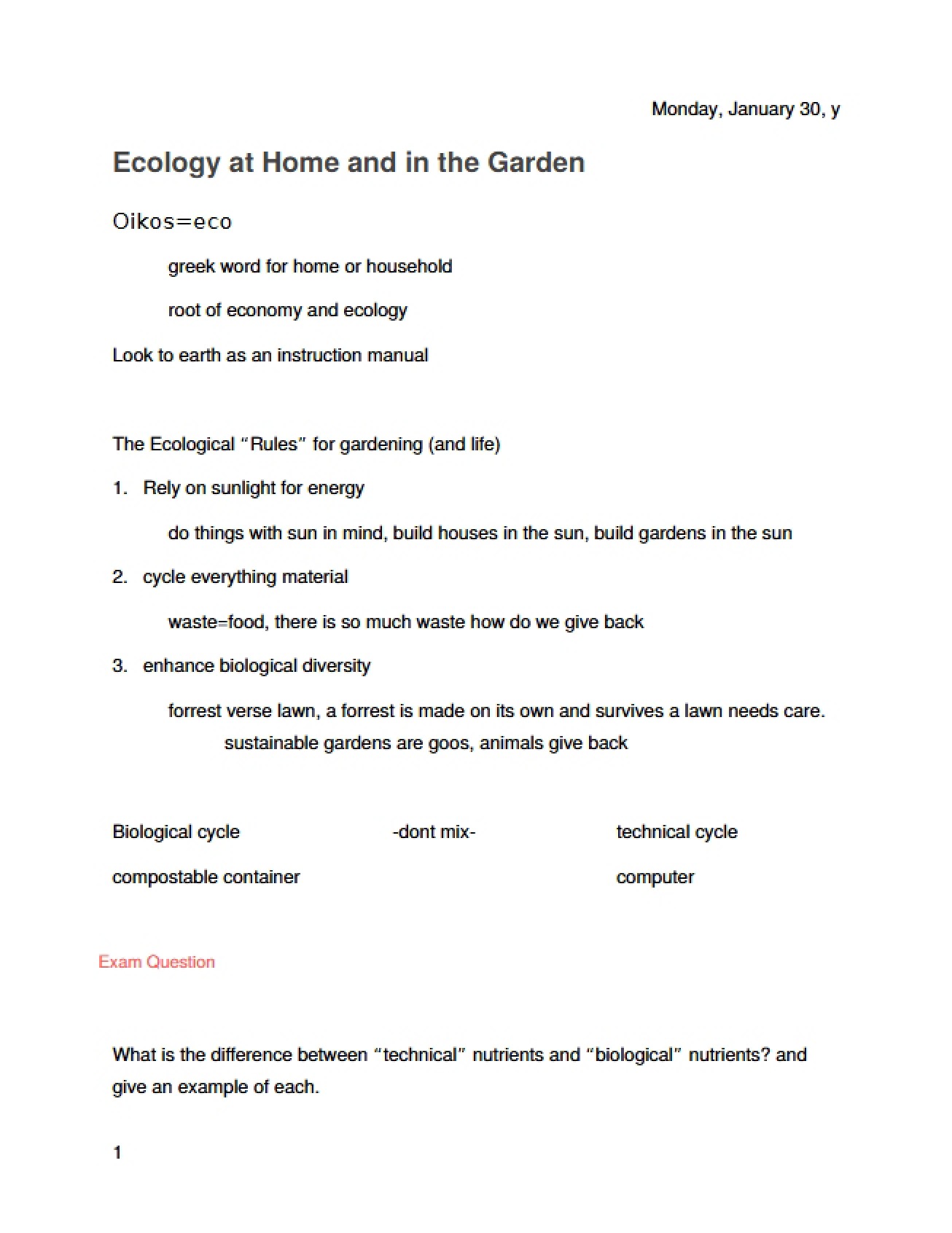 Garden and Home Ecology
