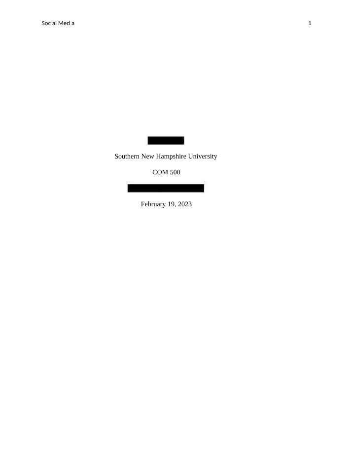 Module 3 Short Paper on Social Media