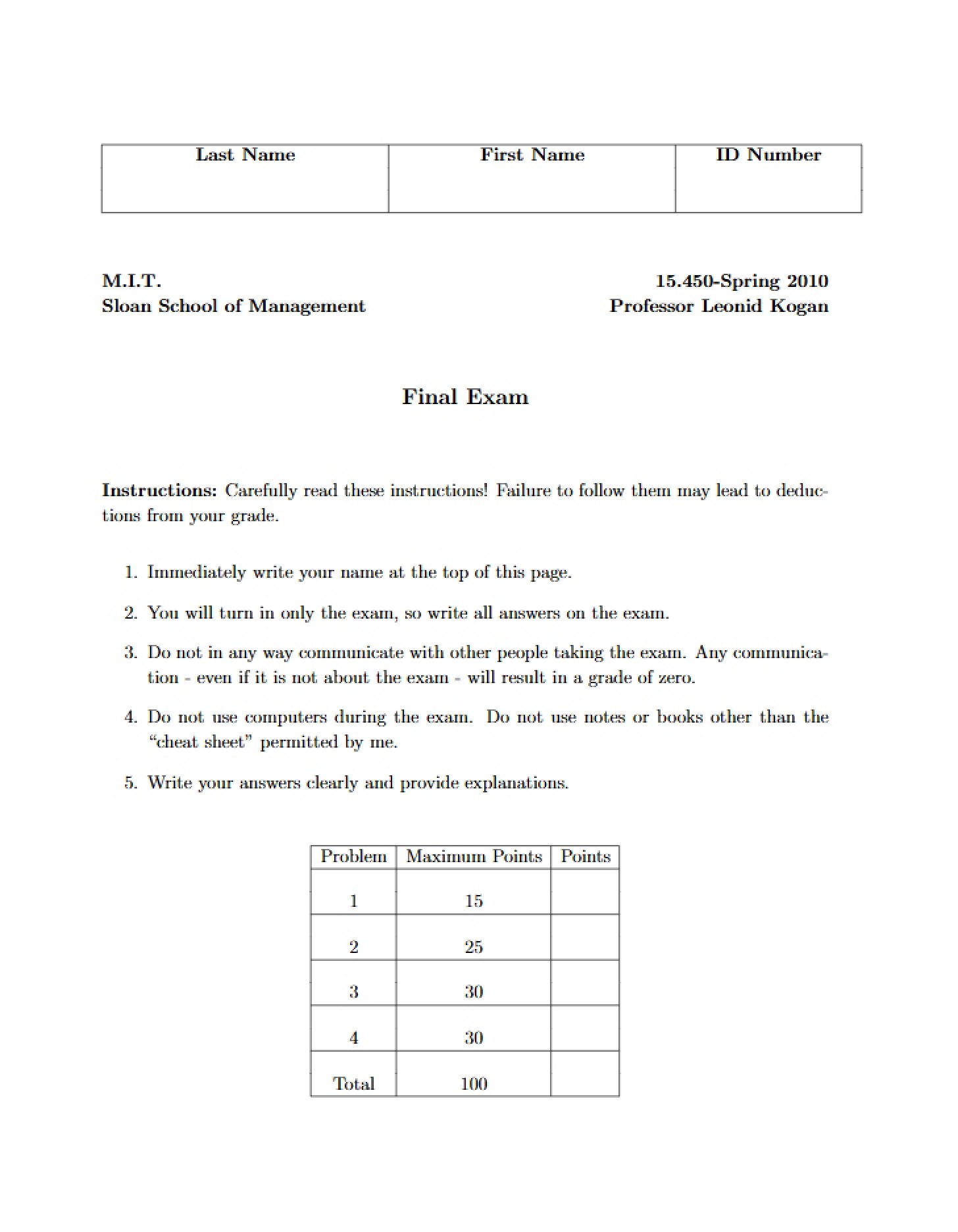 15.450 Final Exam