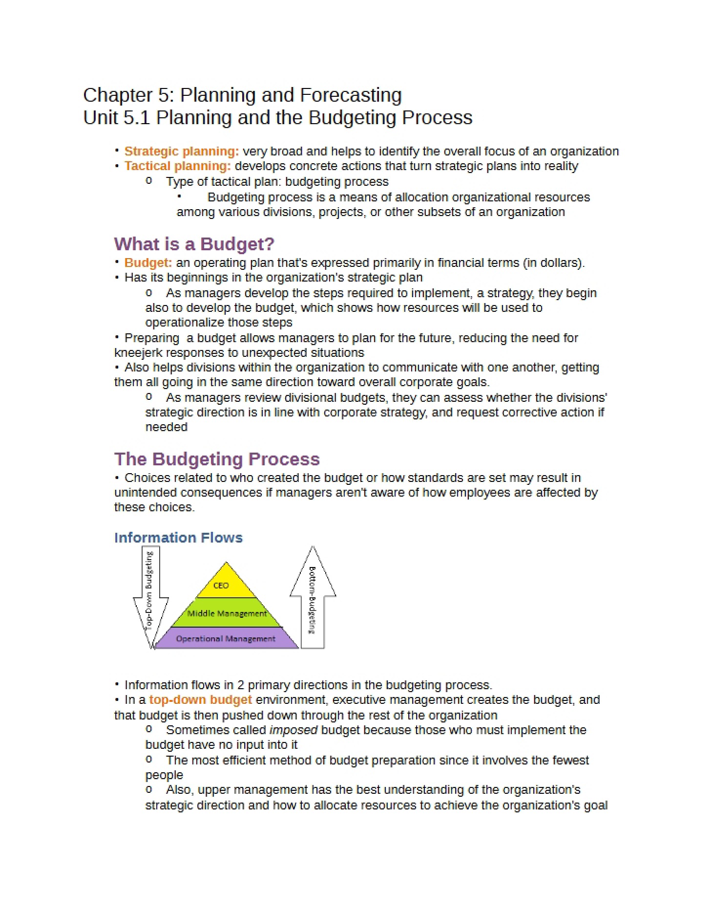 Chapter 5 Planning and Forecasting