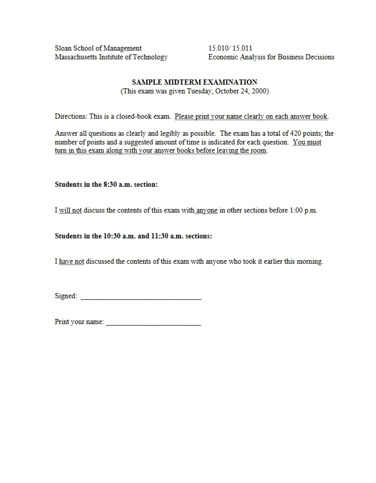 Midterm Examination Sample
