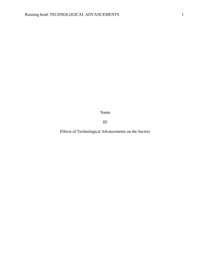 Societal Effects of Technological Advancements