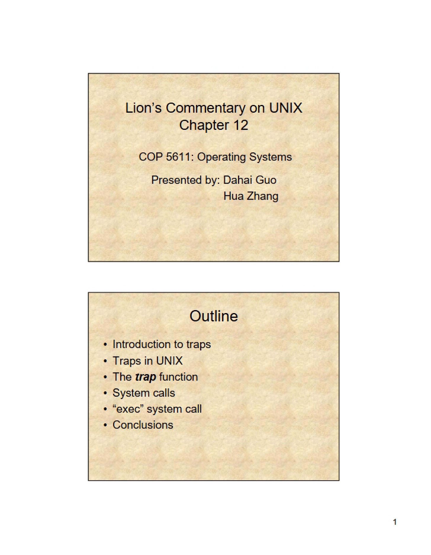 Notes from Lecture