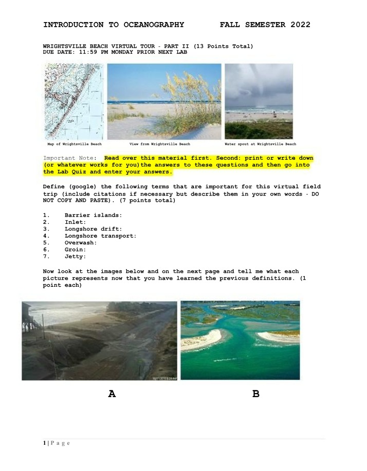 Wrightsville Beach Lab - Part II F2022