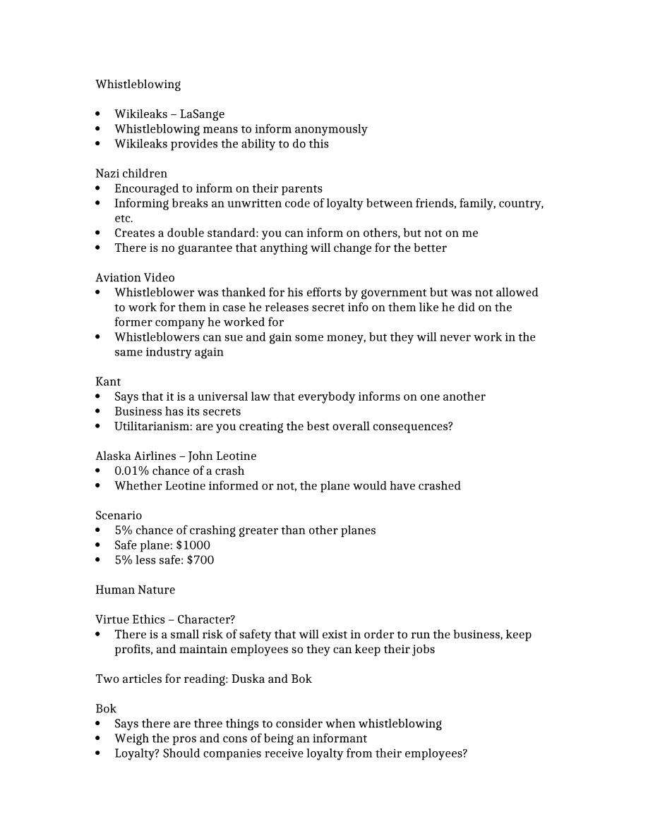 Notes on Animal Rights and Whistleblowing