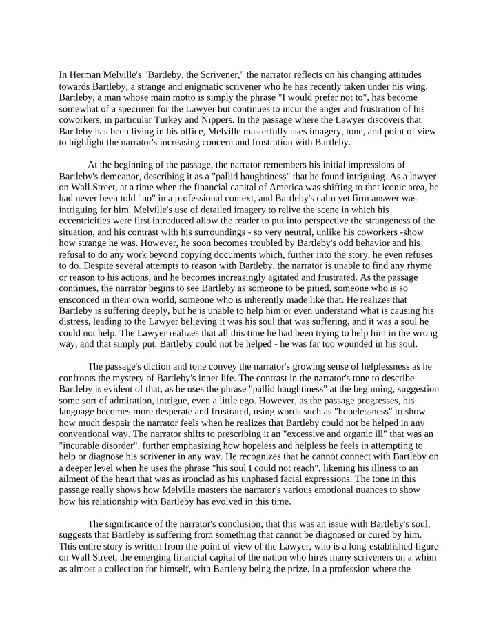 Bartleby - A Study of Frustration and Alienation