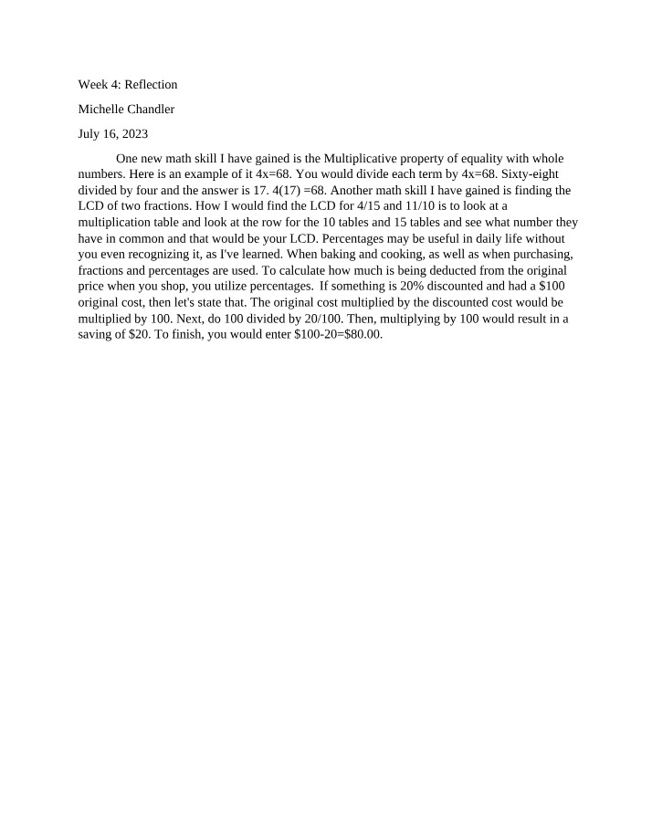 Week 4 Reflection