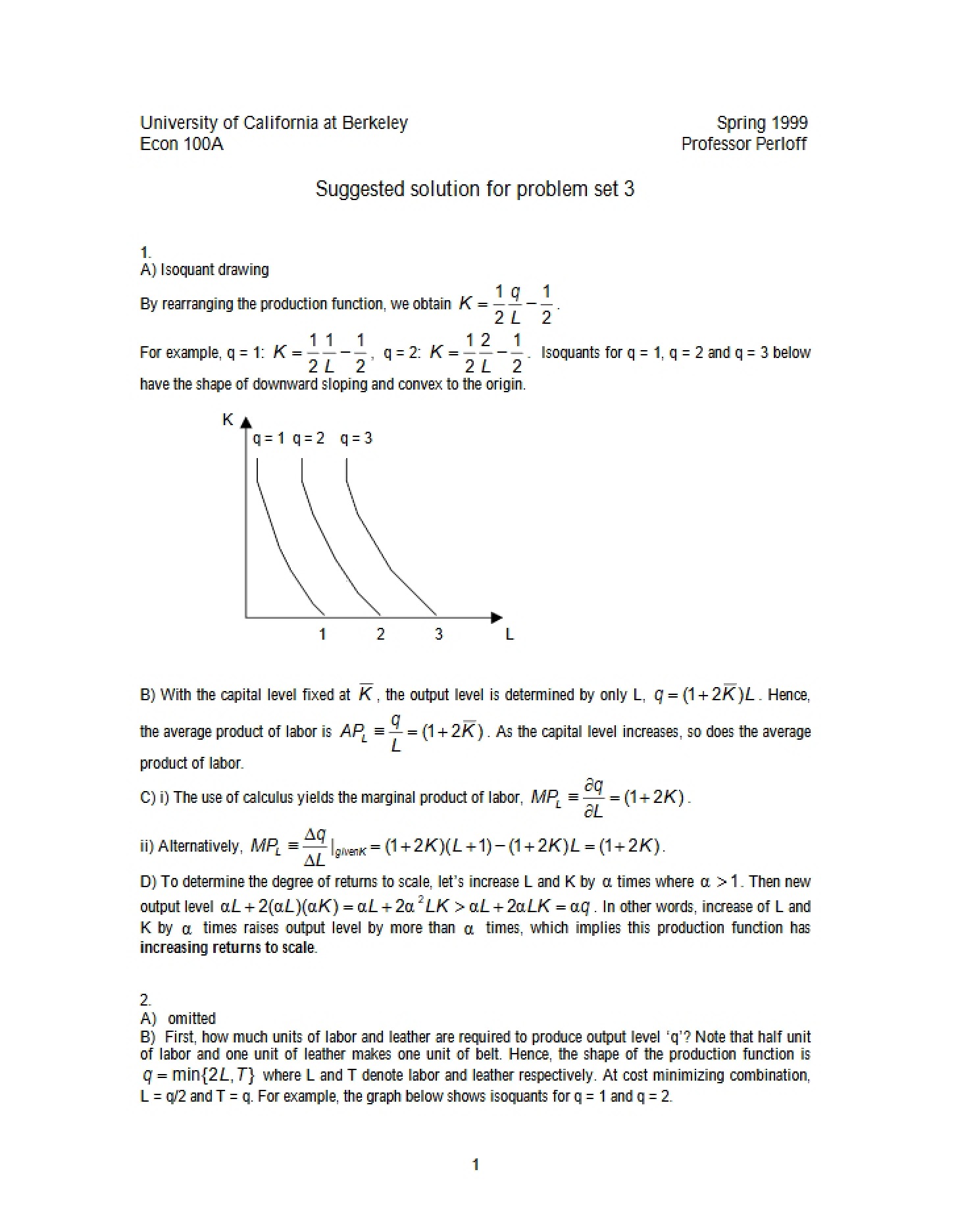 Problem Set Suggested Solutions