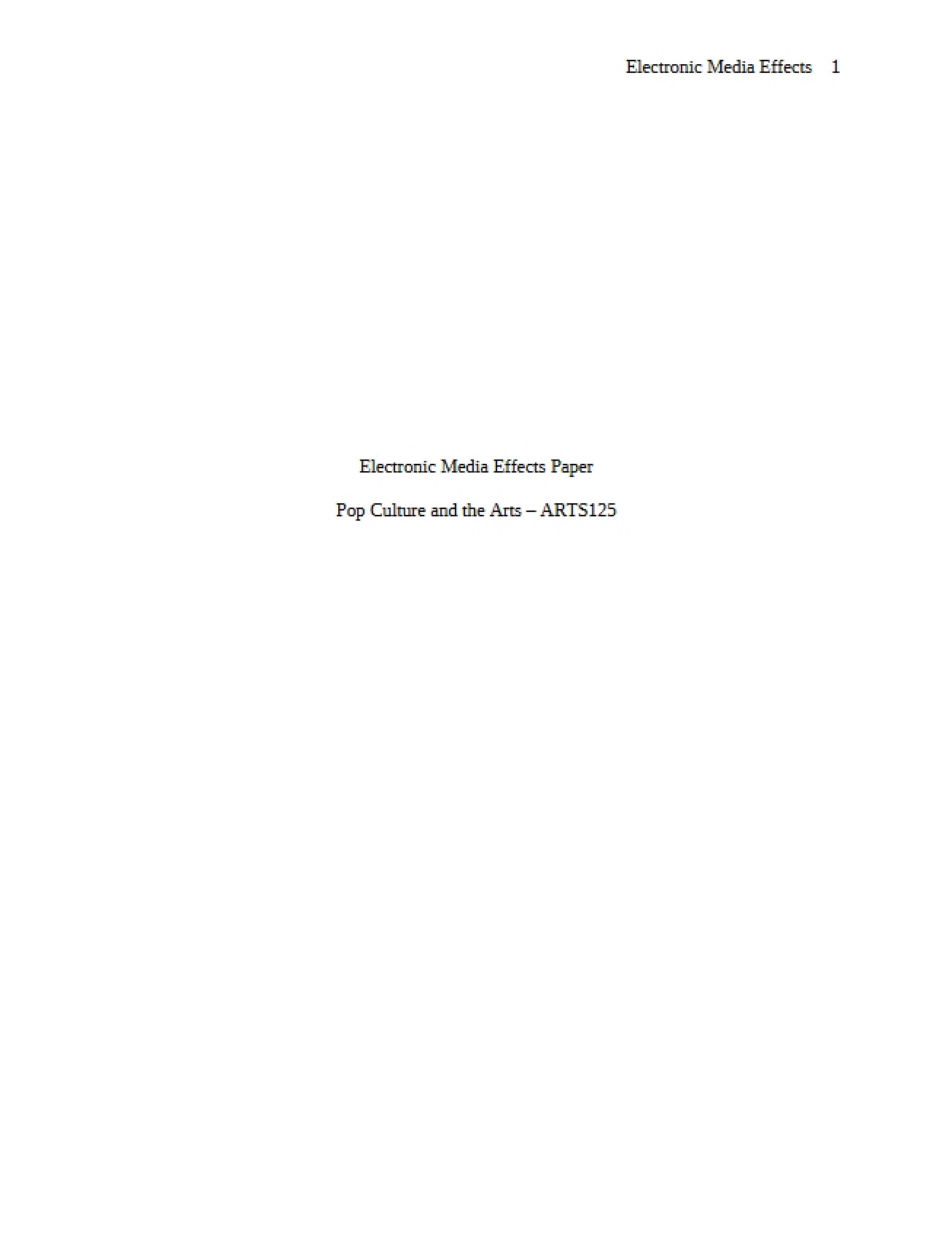 Paper on the Effects of Electronic Media