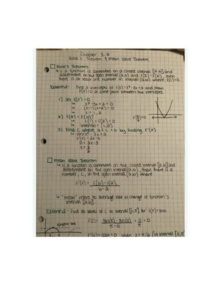 Notes on Rolle's Theorem and Mean Value Theorem