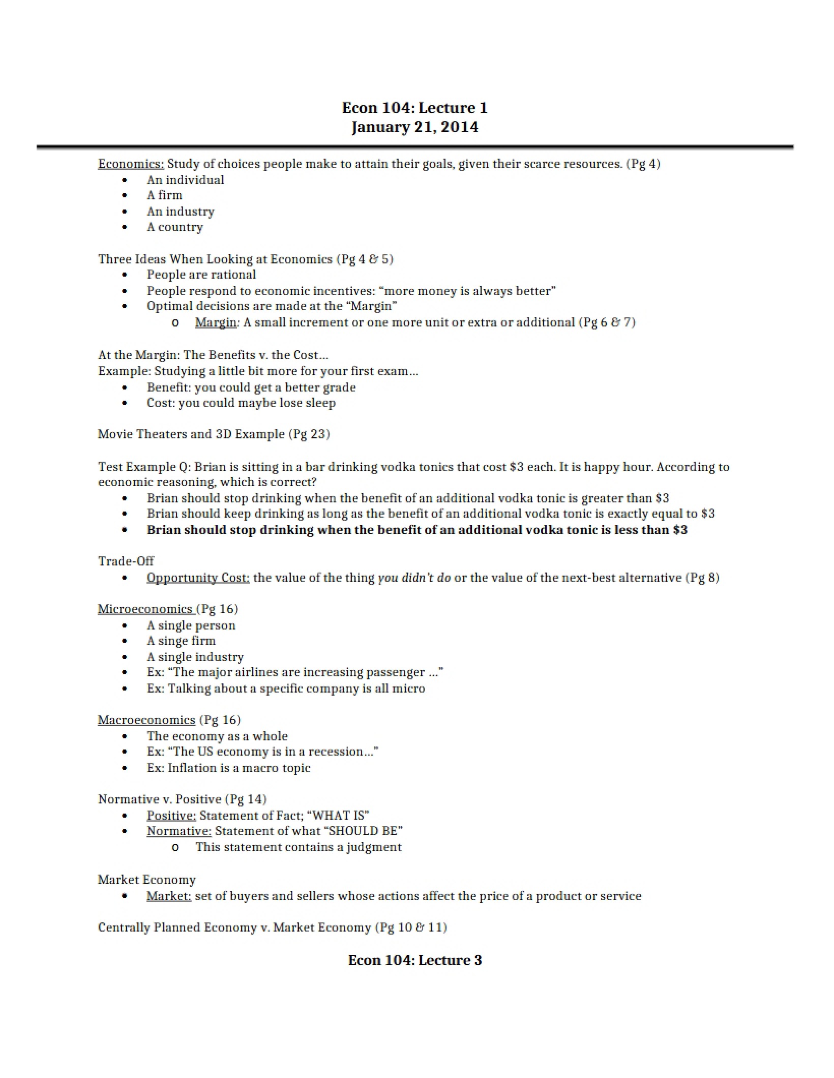 Economics Lecture Notes