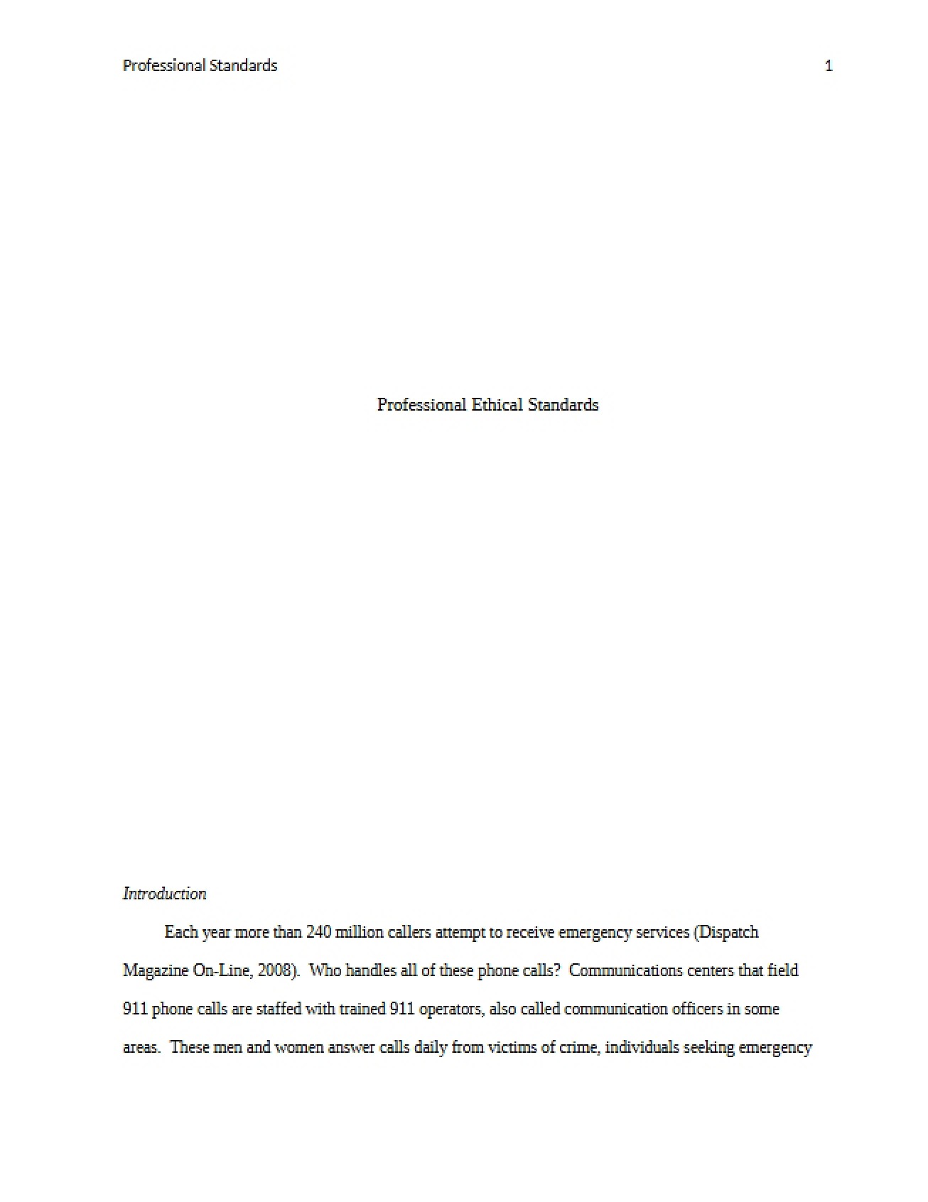 Professional Ethical Standards