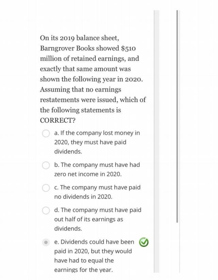 Barngrover Books Retained Earnings Question 2019-2020