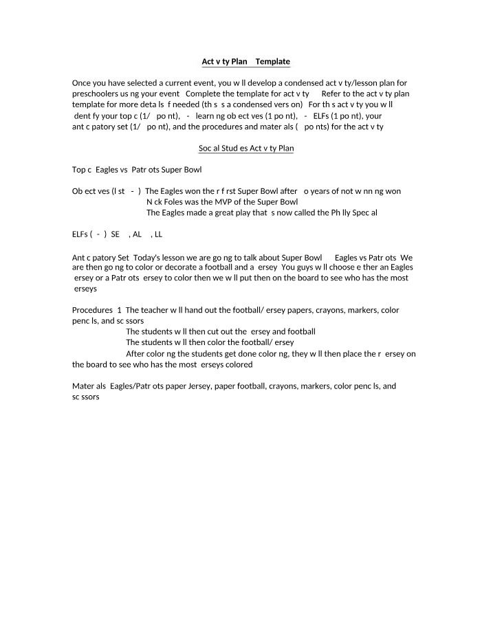 Template for Activity Plan 7