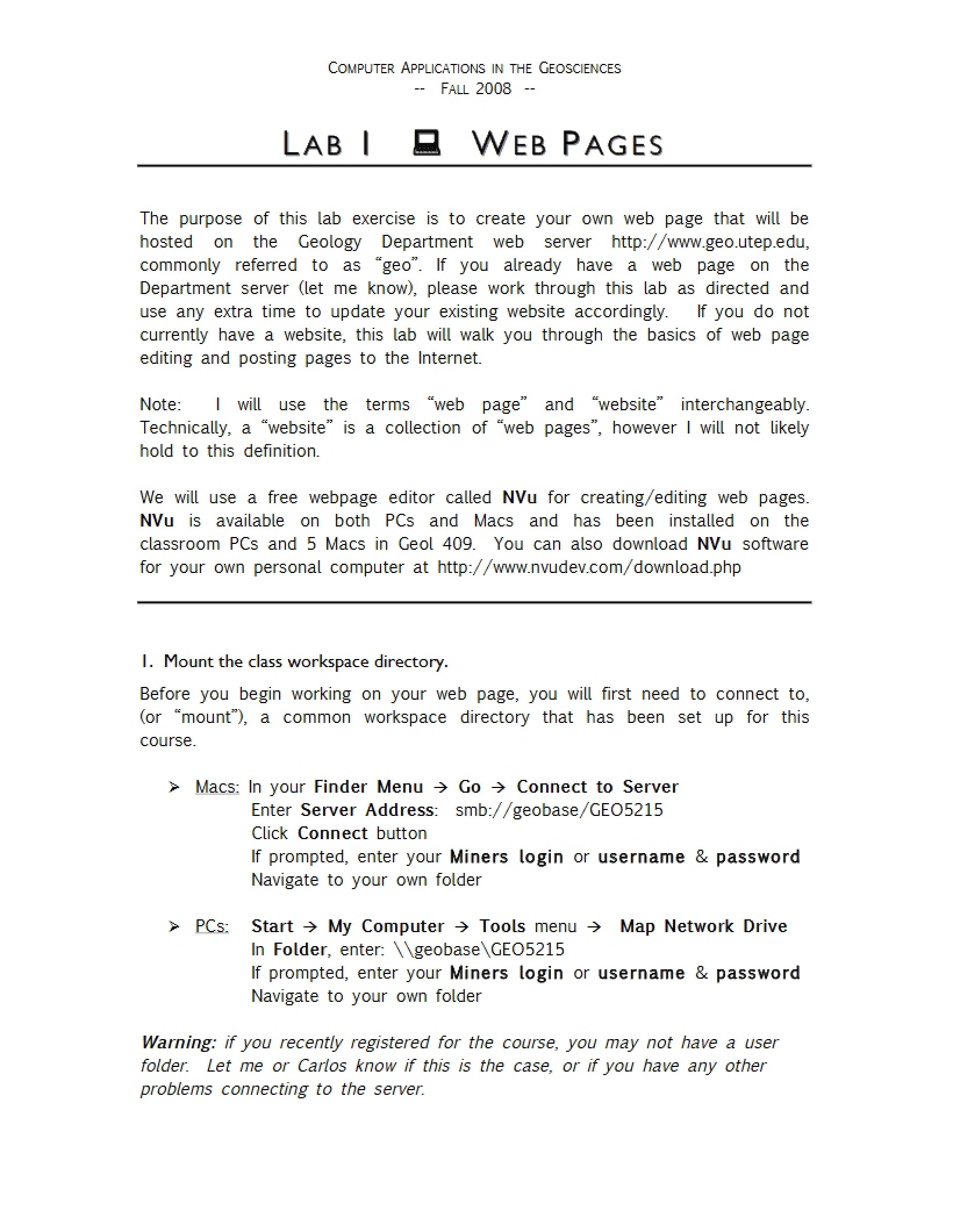 Webpages Lab One