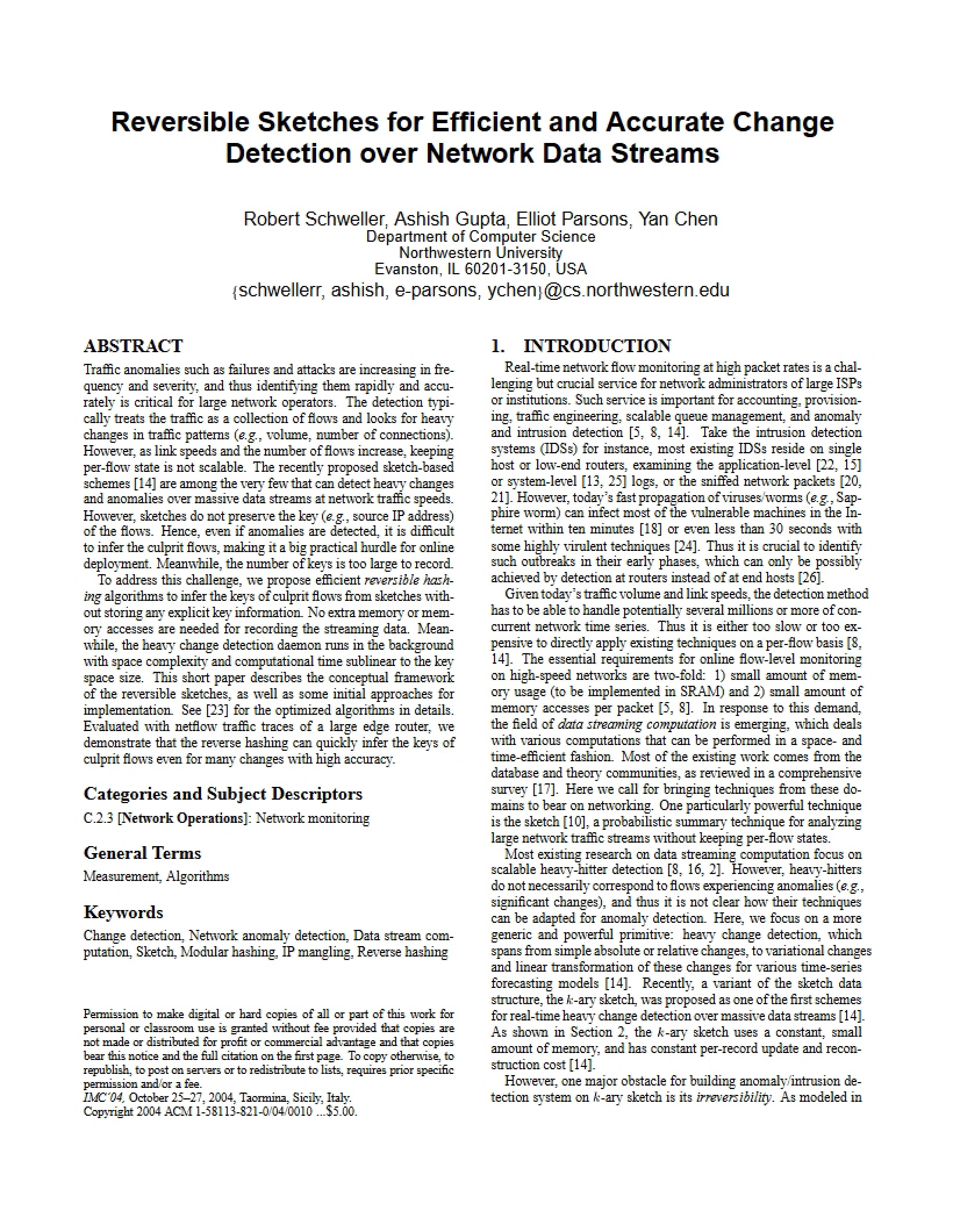 Accurate Change Detection via Reversible Sketches