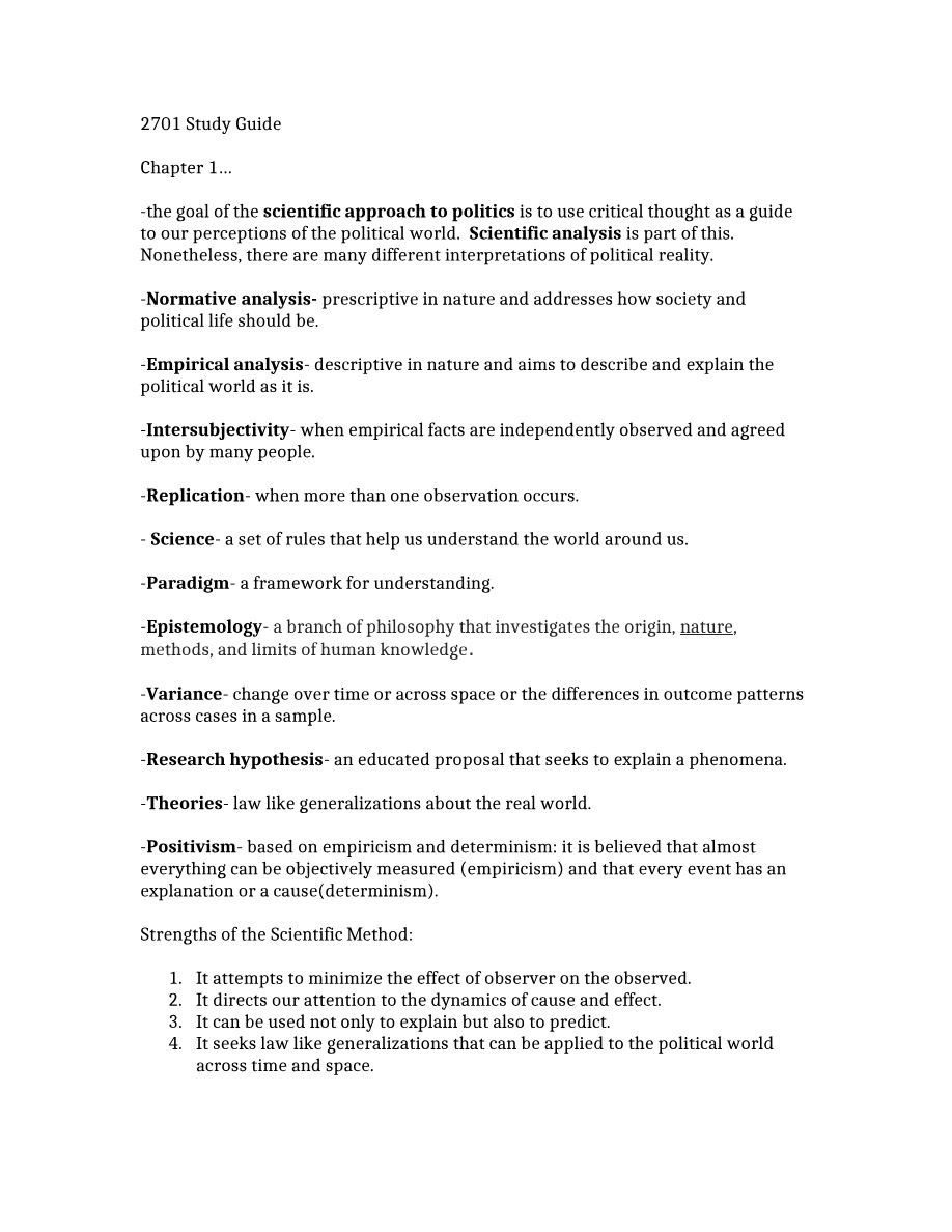 Study Guide for 2701