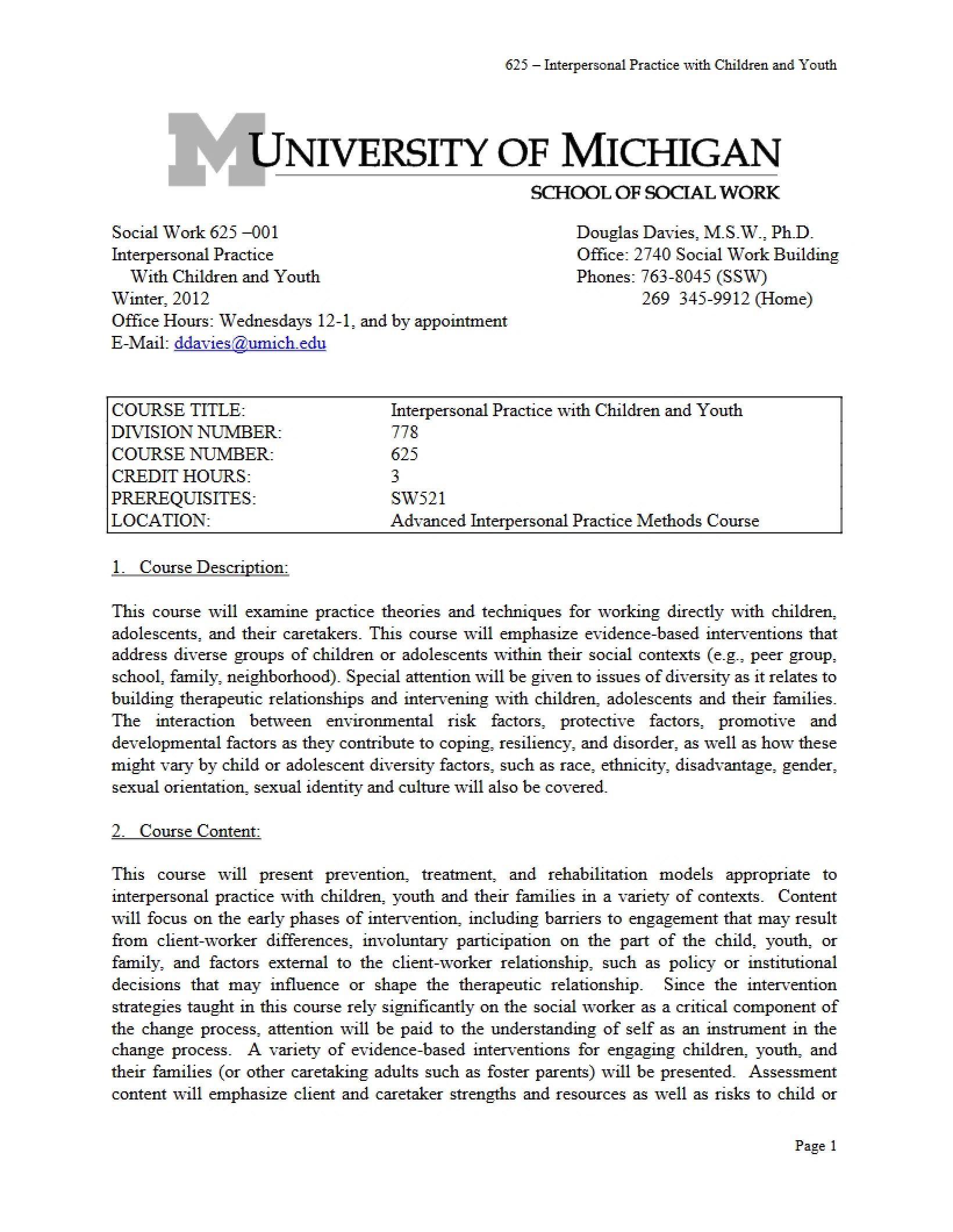 Youth and Child Interpersonal Practice