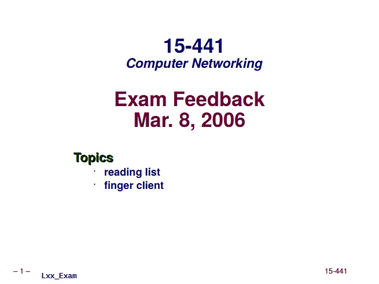Computer Networks Exam