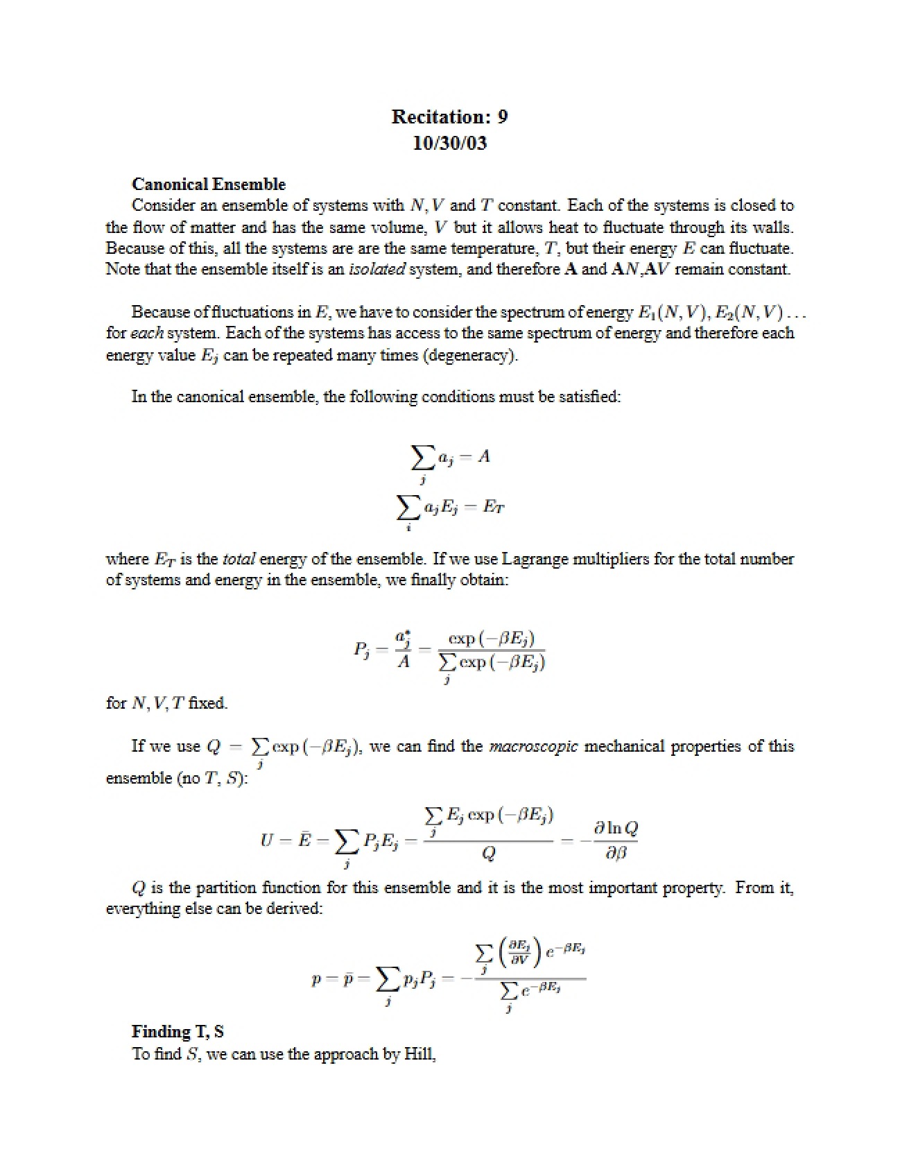 Ensemble (Canonical)