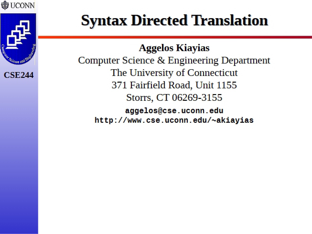 Syntax Directed Translation