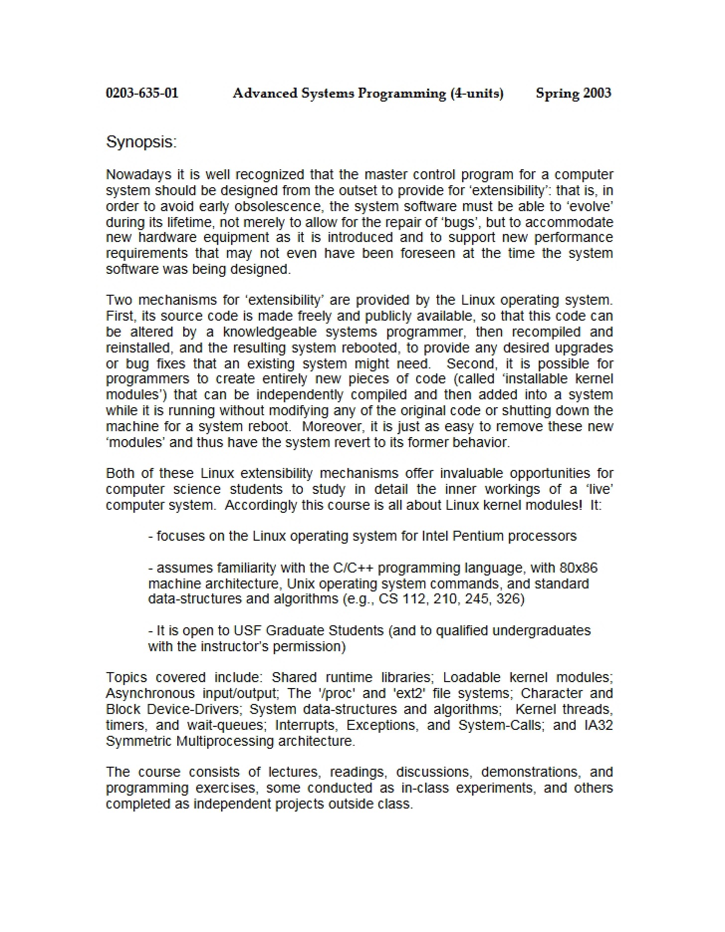 Official Course Syllabus