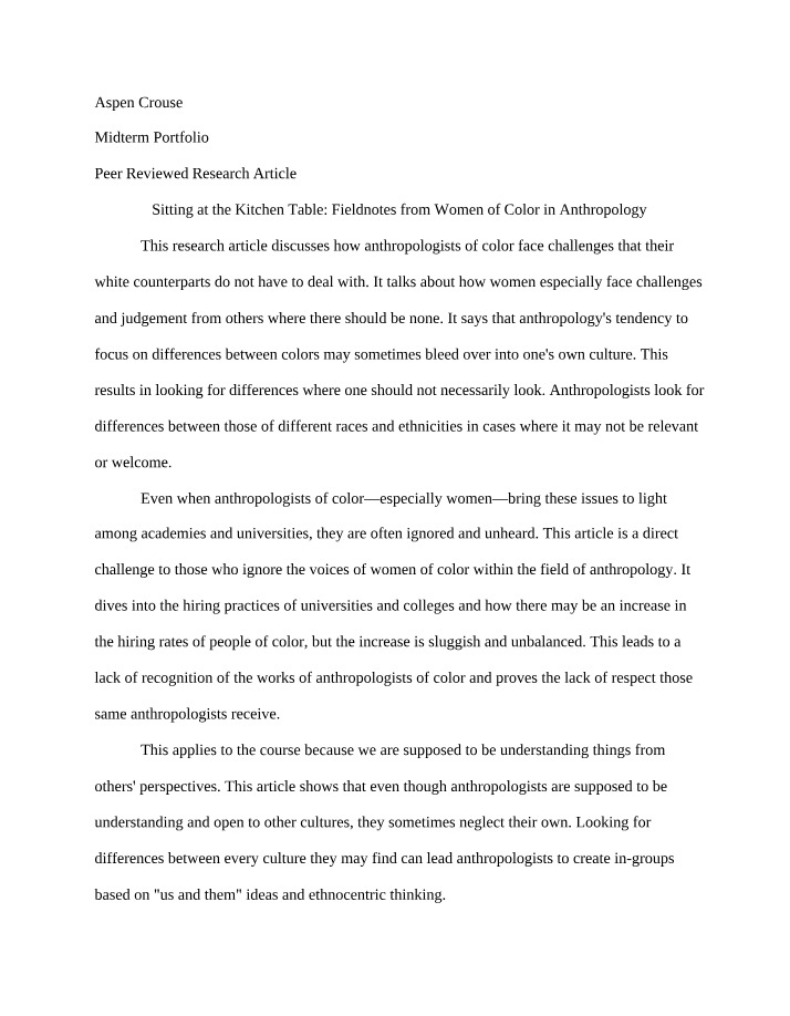 Women of Color in Anthropology - Challenges and Insights