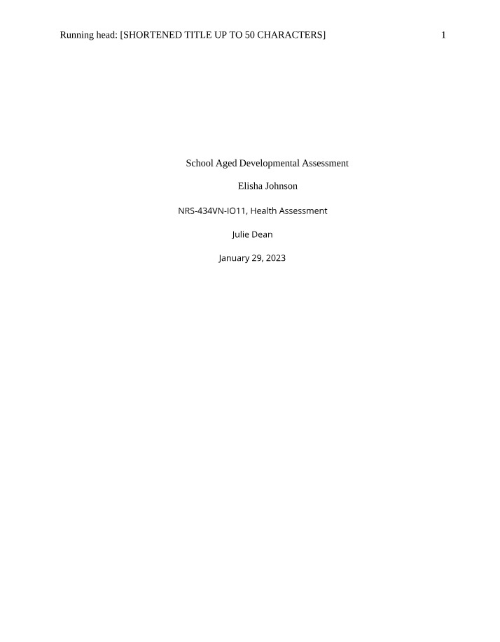 Assessment of Child Development for School-Aged Children