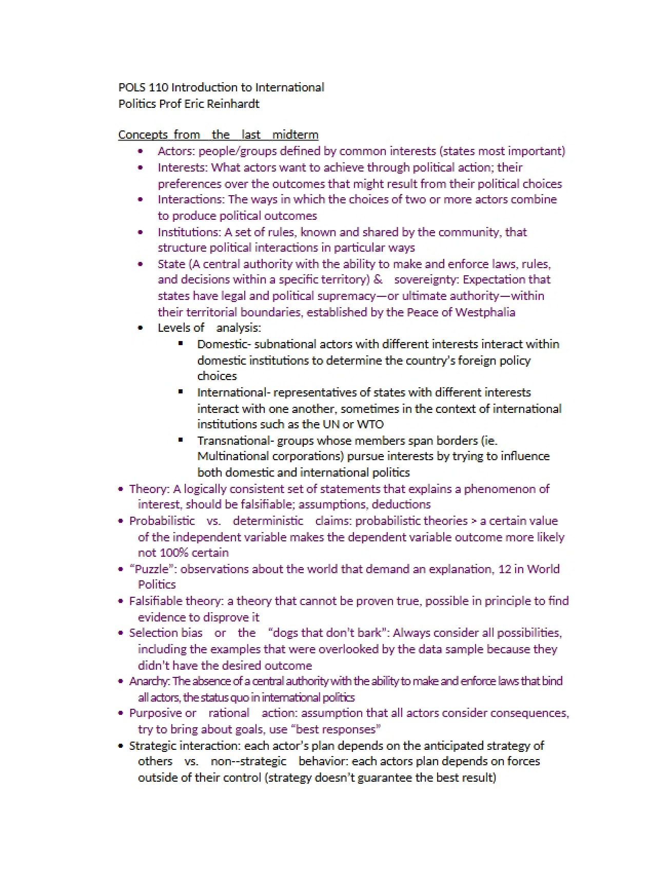 Key Concepts in International Politics