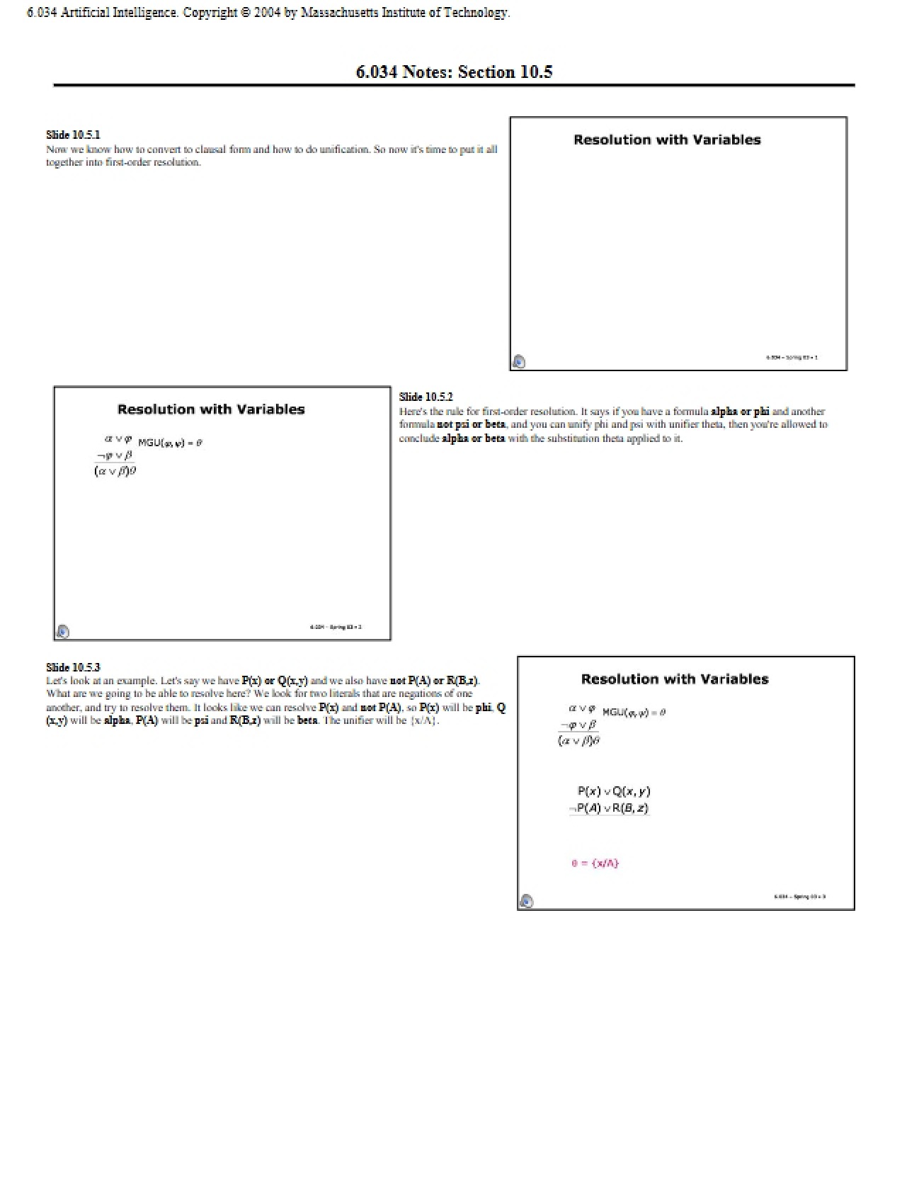 Notes from AI Lectures