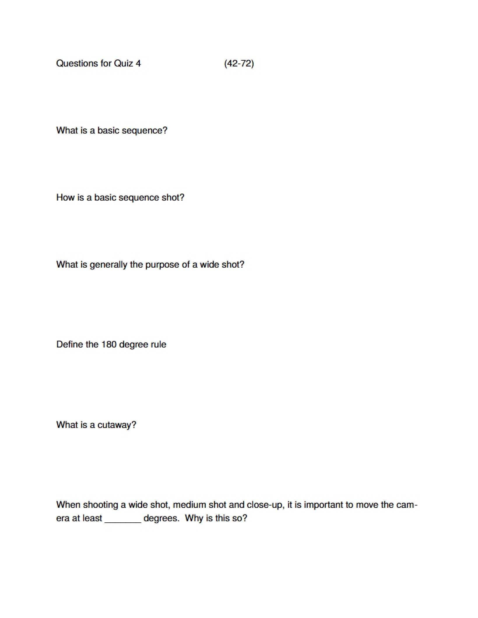 Quiz 4 Questions