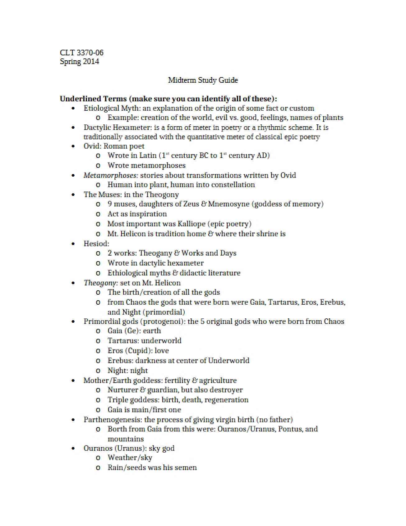 Comprehensive Midterm Study Guide