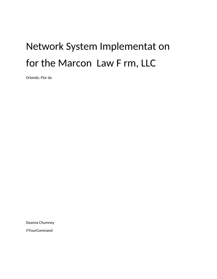Benefits of Network System Implementation for Marconi Law Firm