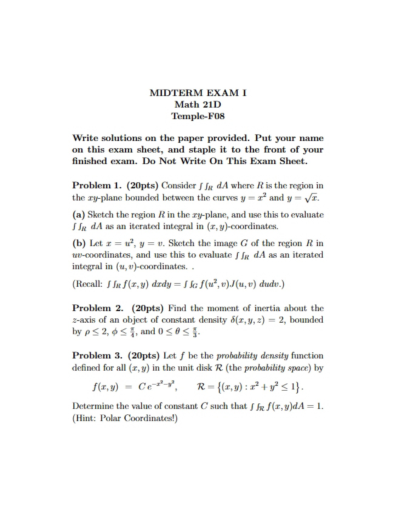 First Midterm Exam