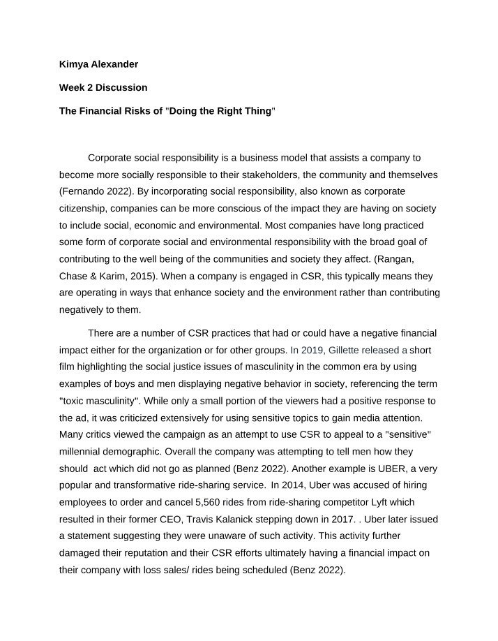 Impact of Corporate Social Responsibility on Financial Risks