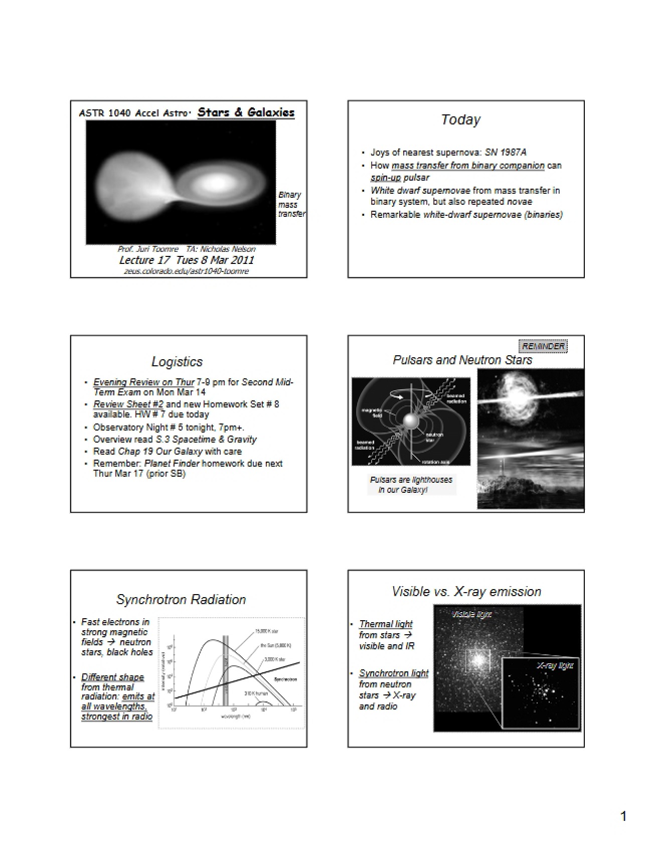 Discussion Notes for Accelerated Introductory Astronomy