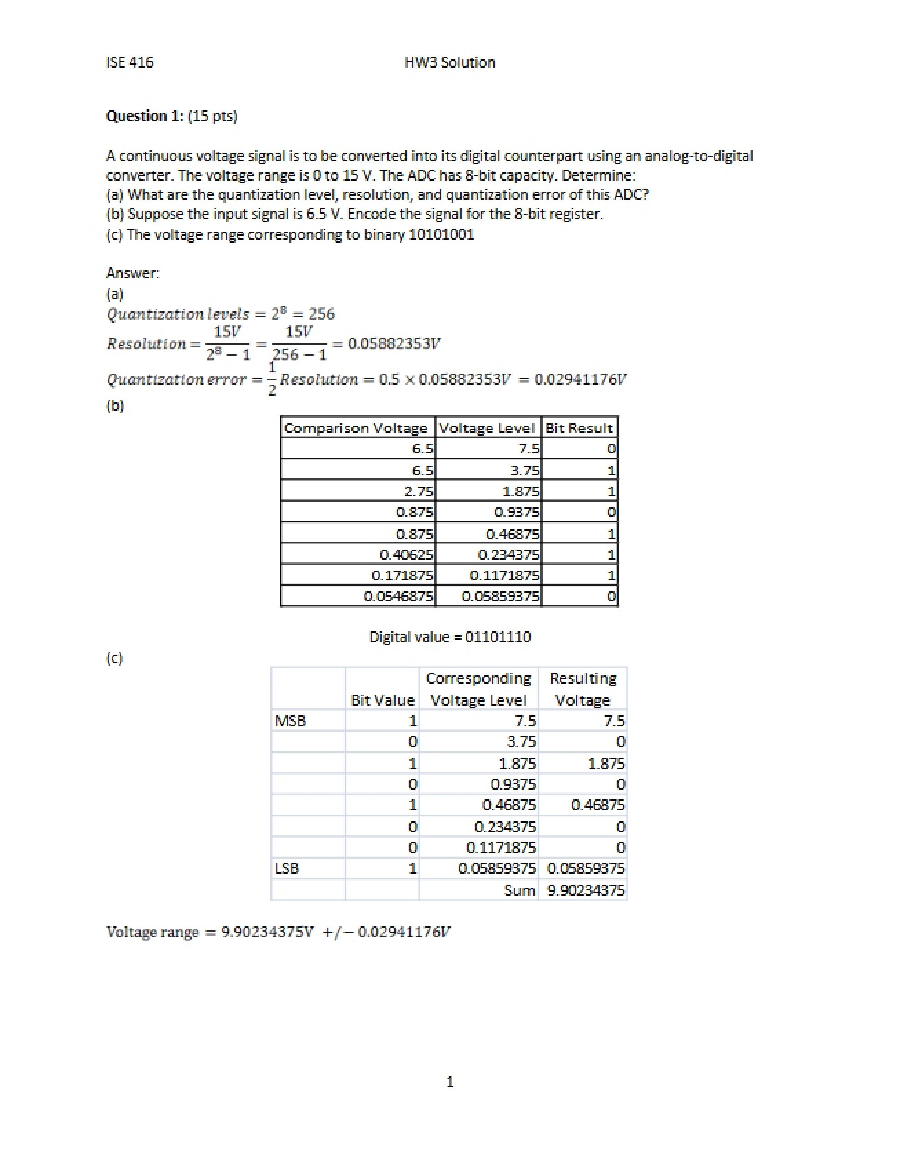 Solution for Homework 3