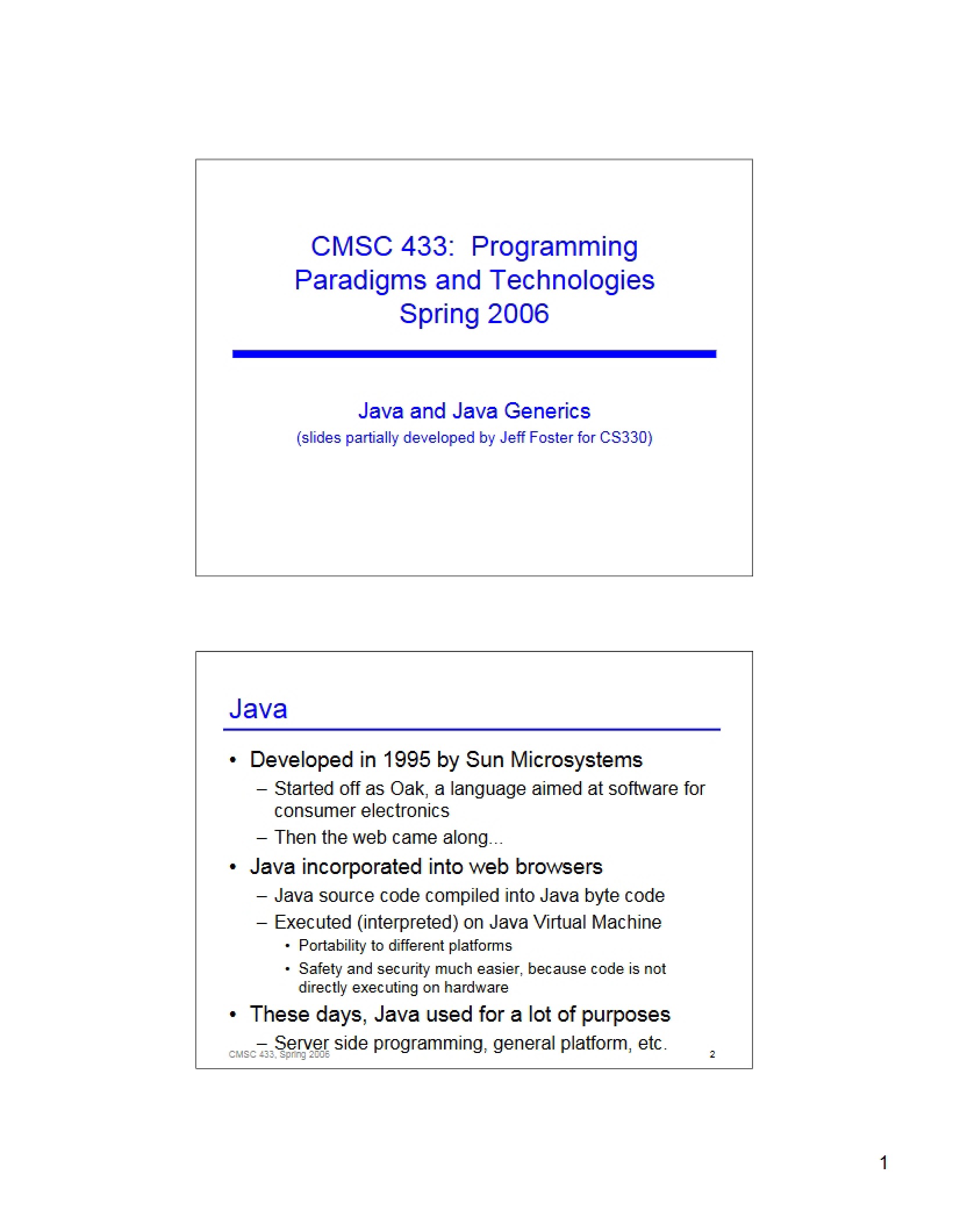 Generic Programming in Java