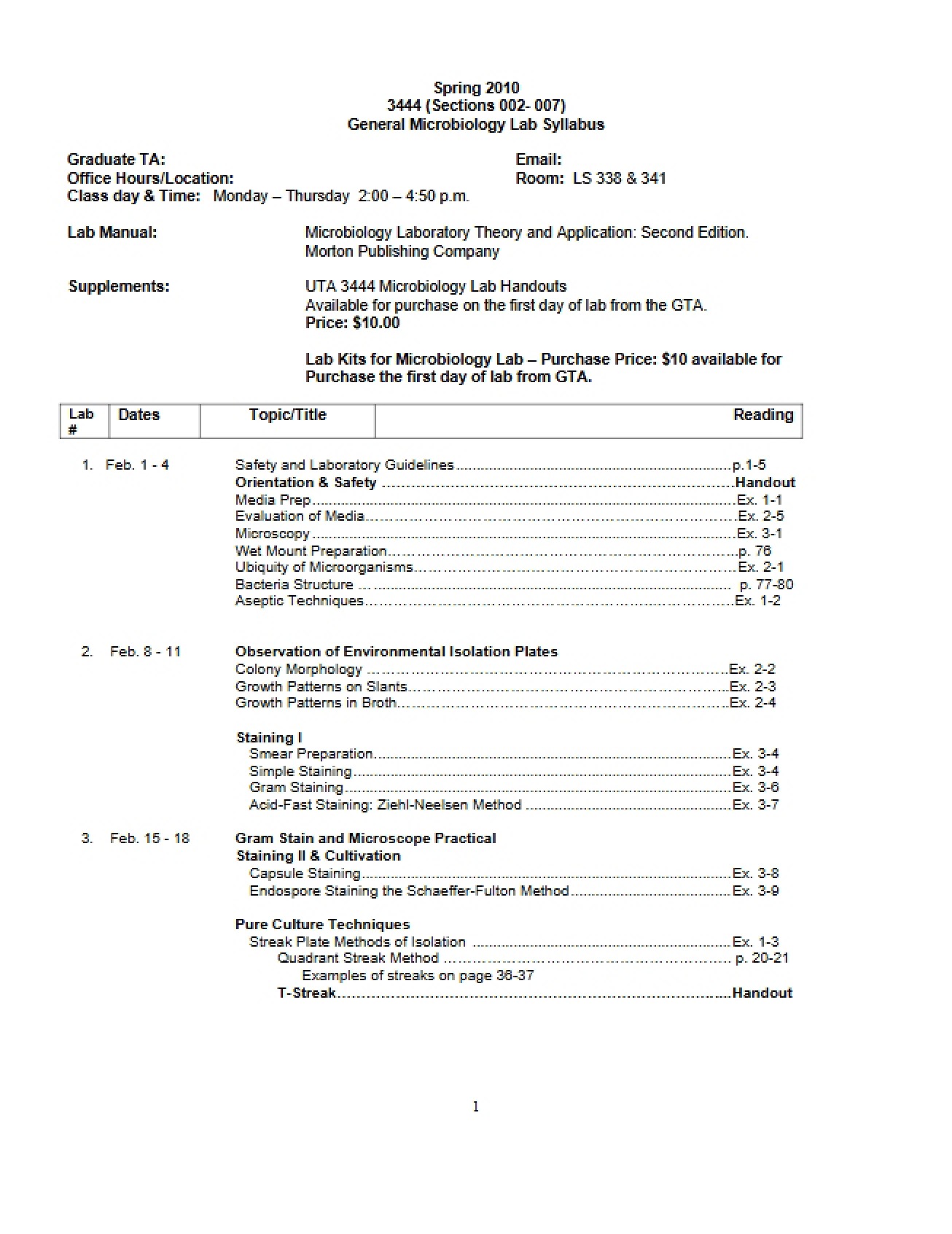 Class Syllabus