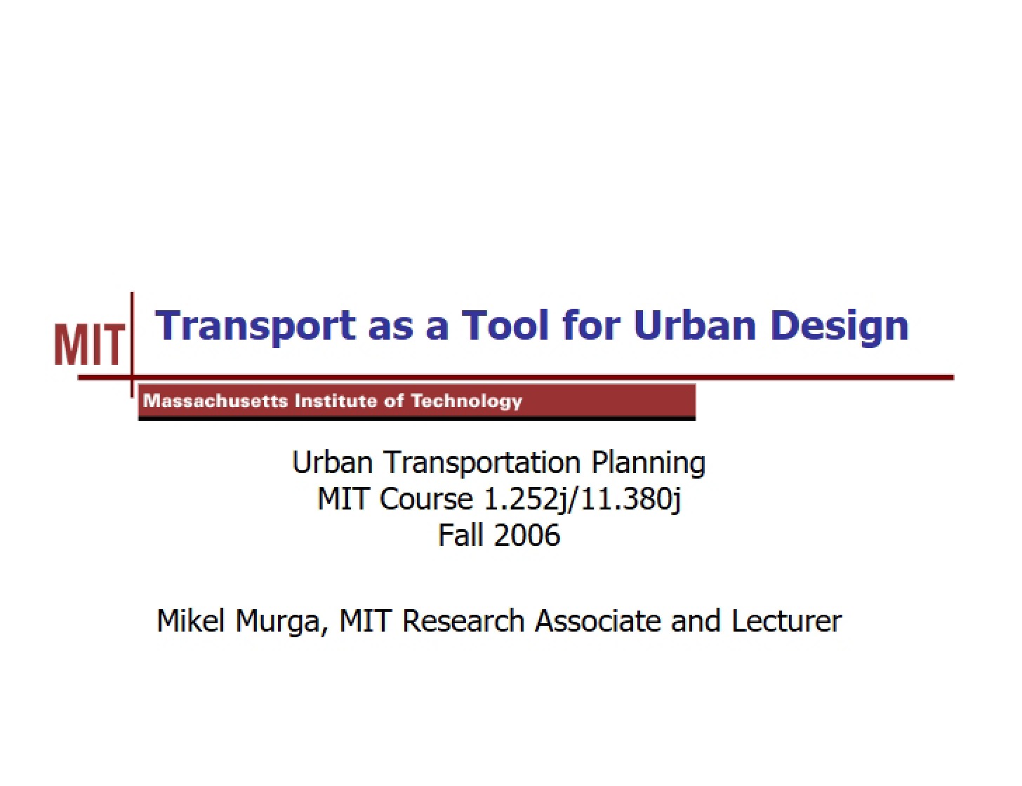 Urban Design Tool Transport