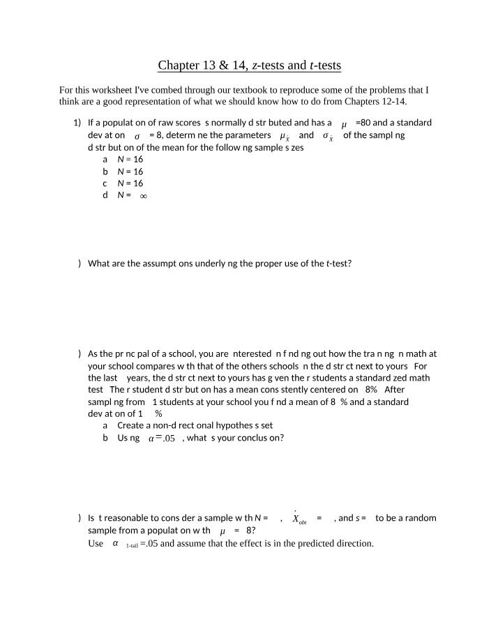 Z-tests and T-tests - Sampling Distributions