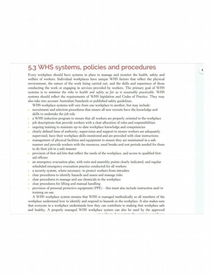Policies, Procedures, and WHS Systems