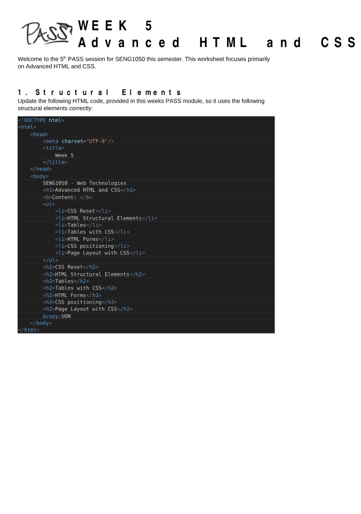 HTML and CSS - Structural Elements and CSS Reset