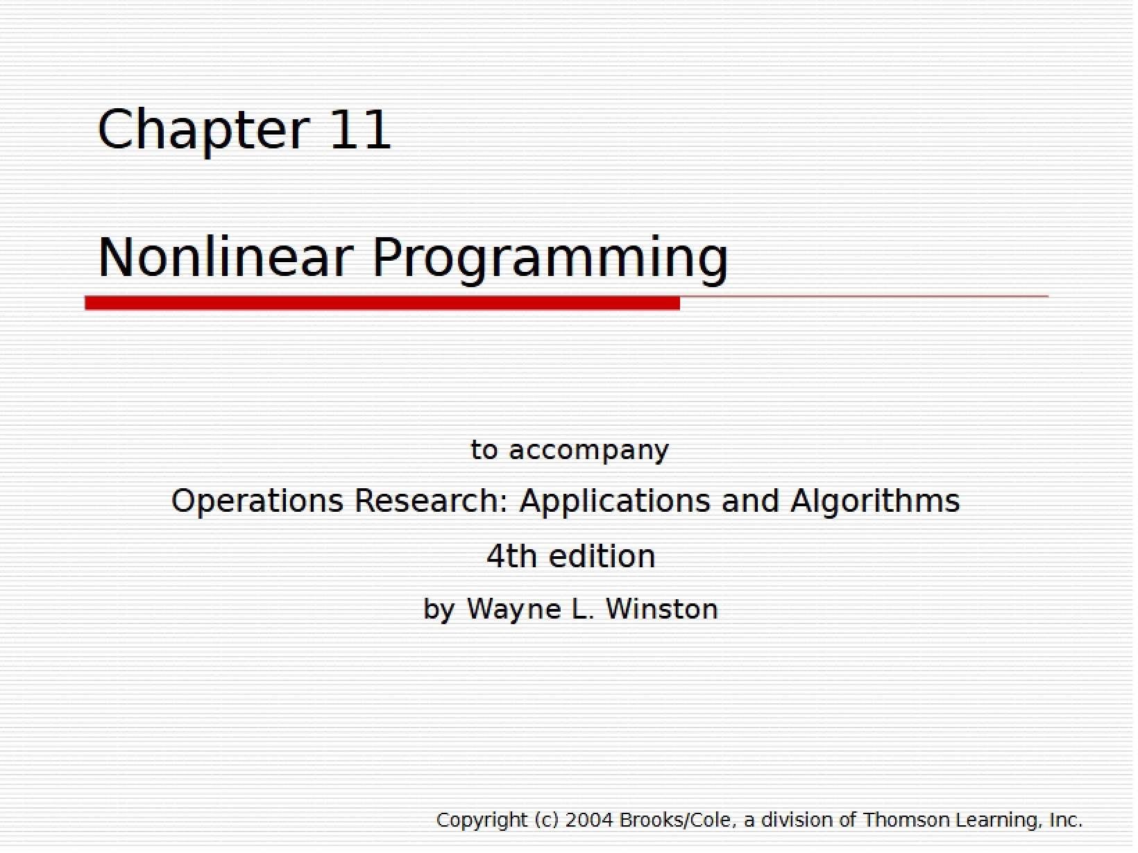 Programming (Nonlinear)