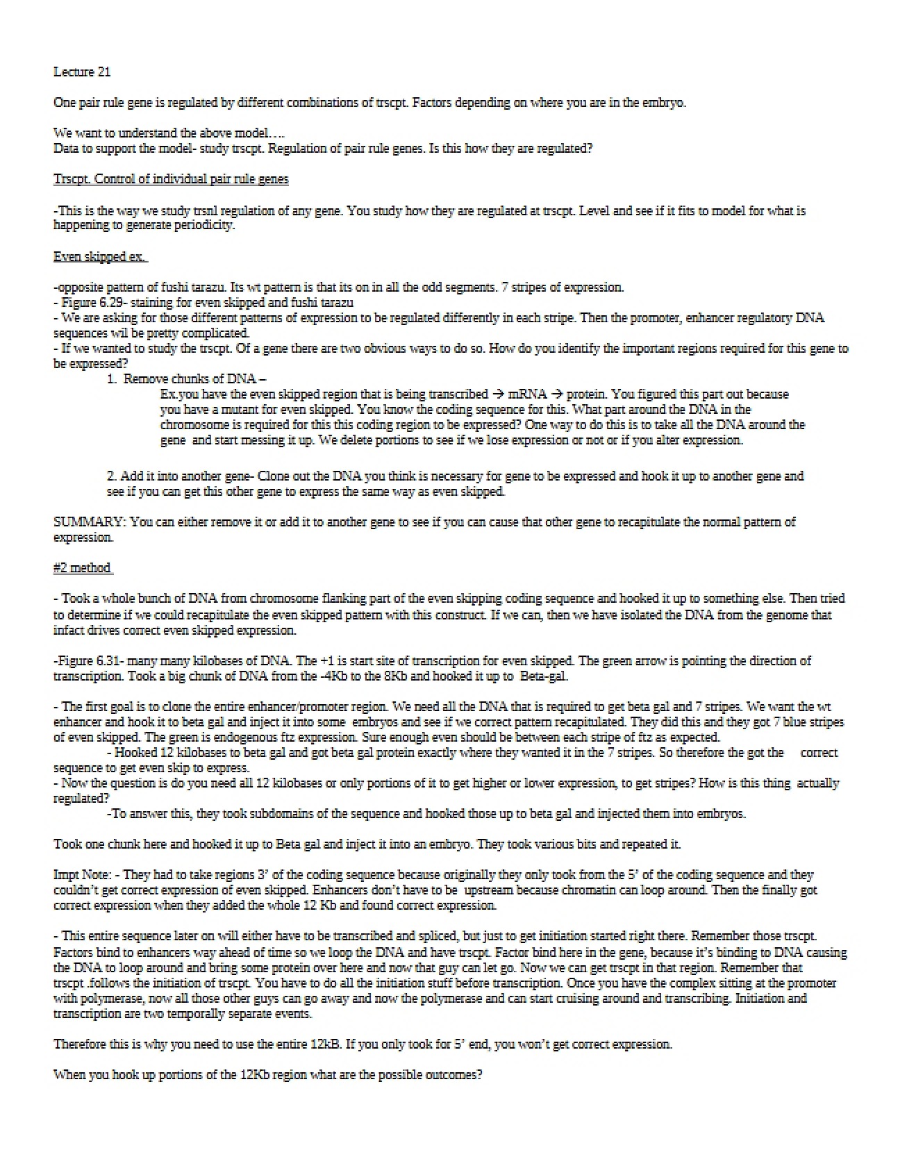 Lecture Notes - BIO 451