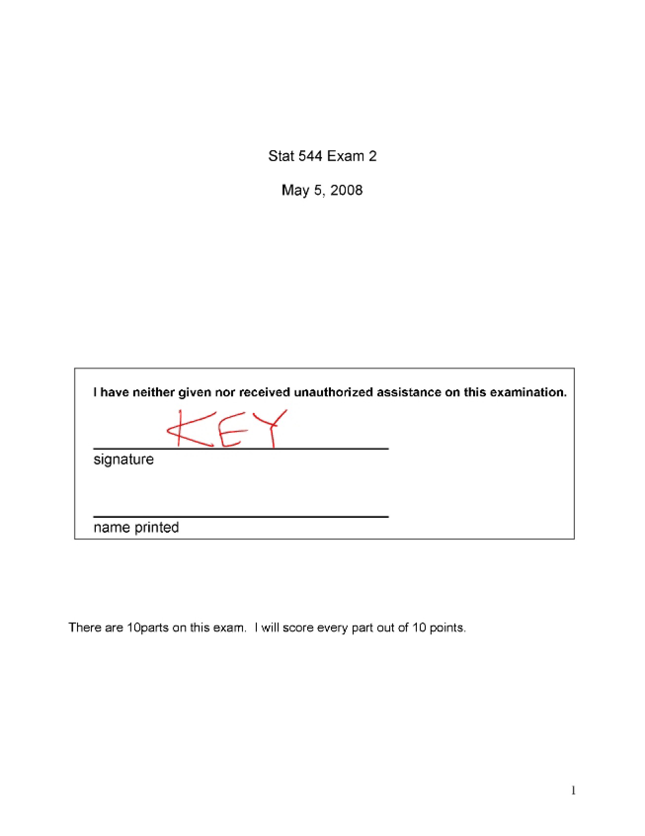 Second Examination from 2008 in Bayesian Statistics