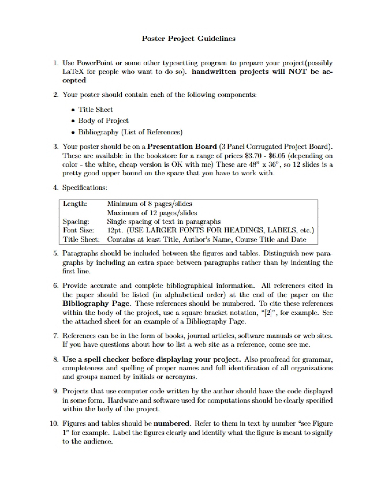 Guidelines for Poster Project