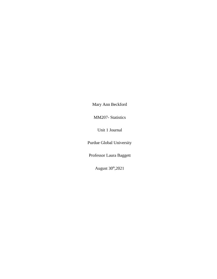 MM207 Statistics Journal - Unit 1